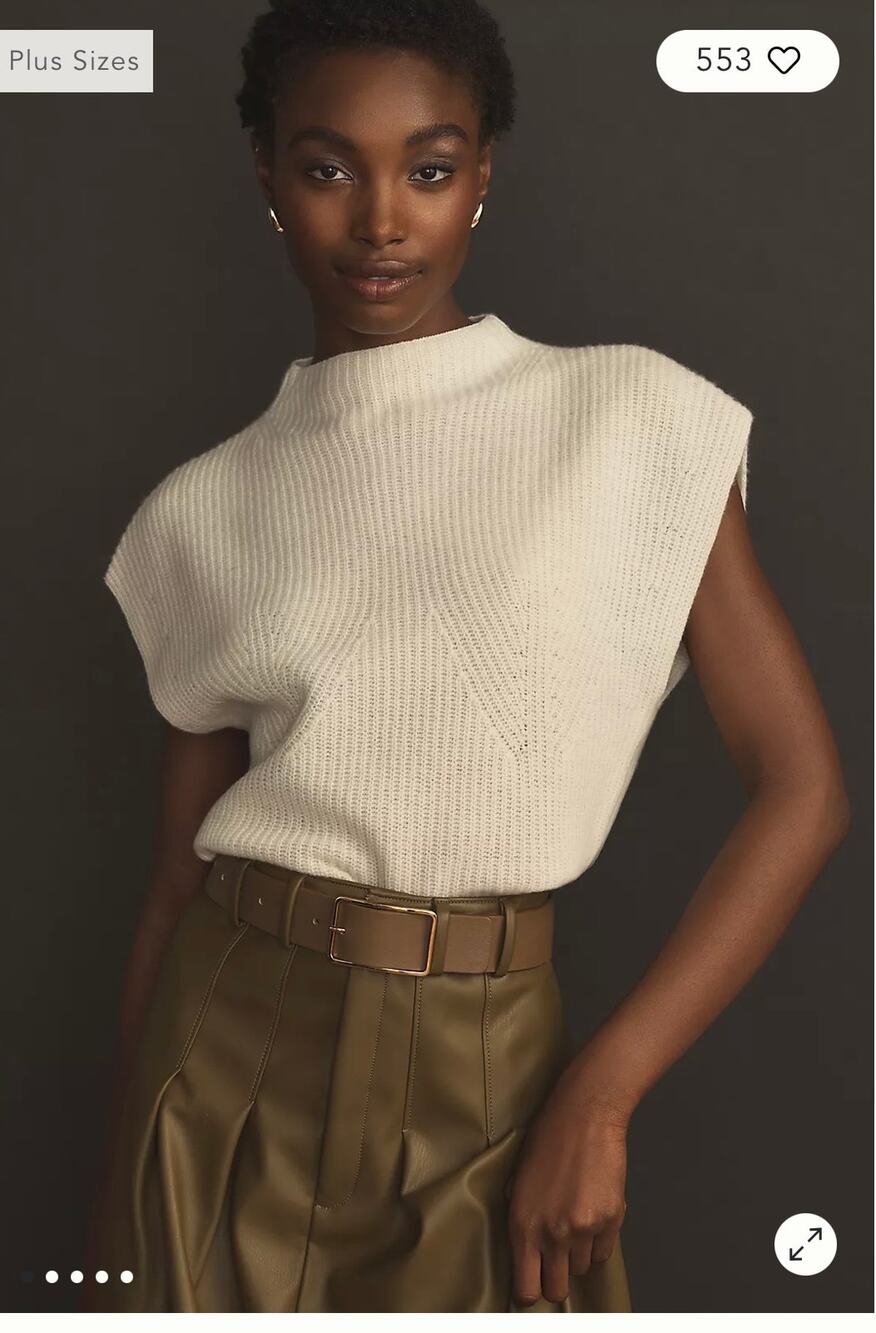 Maeve by Anthropologie Black Sleeveless Mock Neck Crop Top /Sweater — Size Large